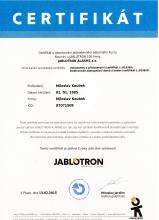Certifikát JABLOTRON